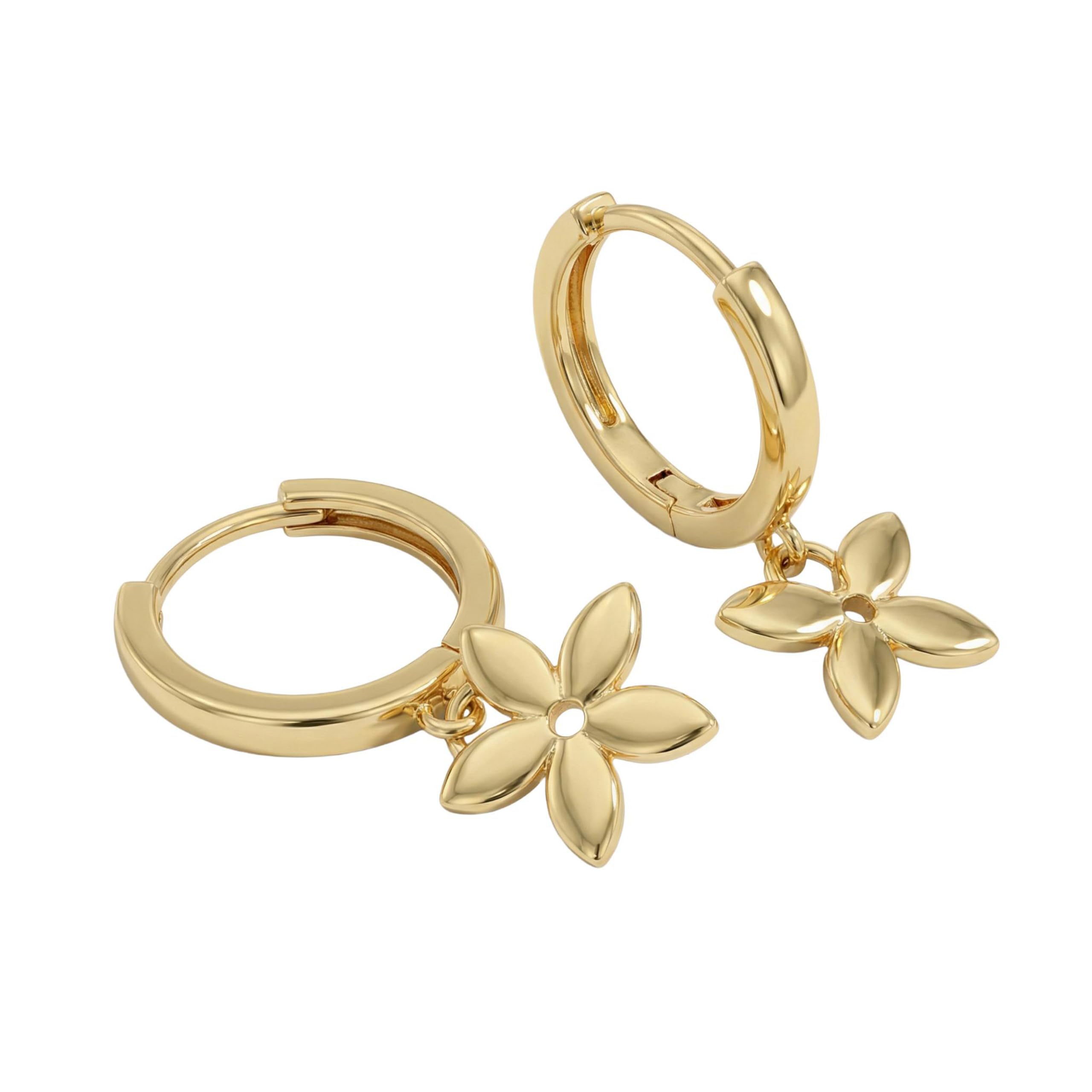 AMOR - Damen Ohrringe 925 Silber - Vergoldet/Golden - Blumen Creole - AMR-E0042