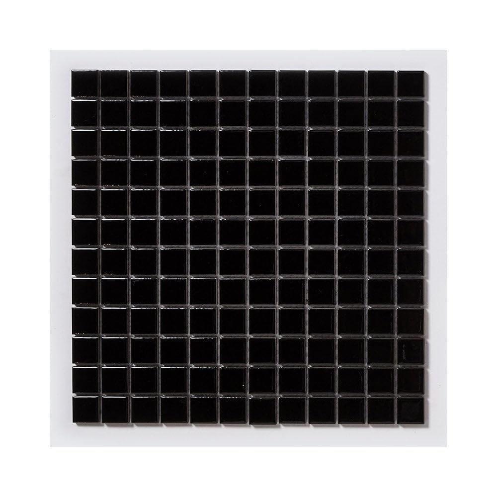 Mosaic Tile Sheet 30×30 cm – 2.3×2.3 cm Small Square Porcelain Tiles – Black or White - Gloss or Matt Finish – Bathroom & Kitchen Wall Tile – Sold Per Sheet (Black Gloss)