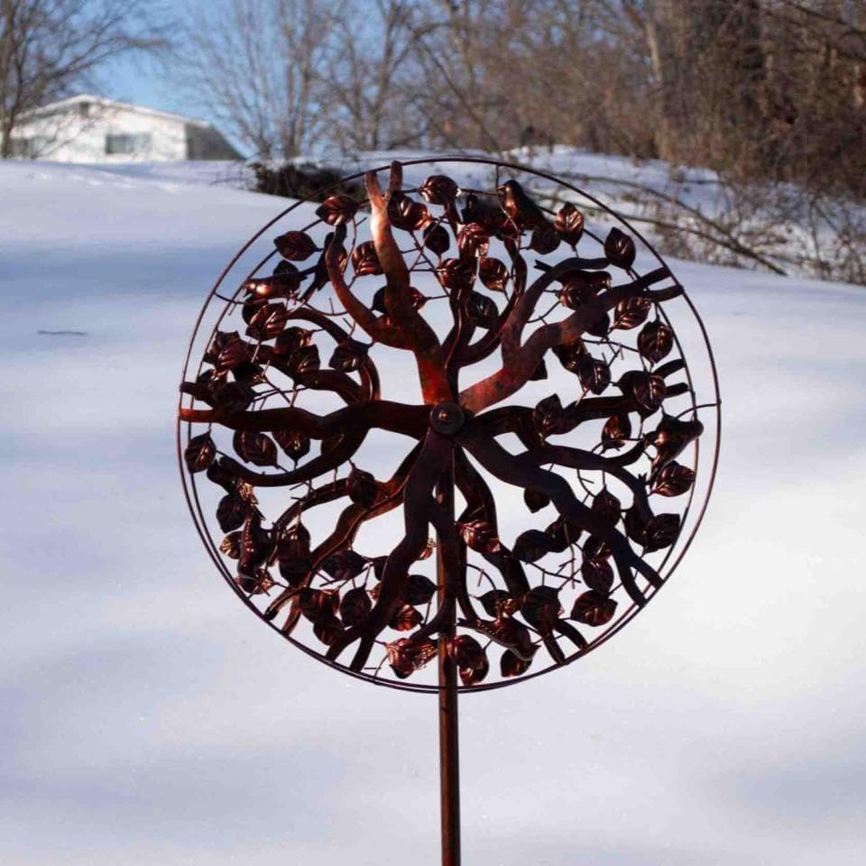 Chalily Tree of Life Garden Wind Spinner Outdoor Spinners for Yard Decoration and Sculpture Extra Large Metal Spinning Kinetic Art Giant Lawn Decorations Solar Wind Power Sculptures Decor no Motor