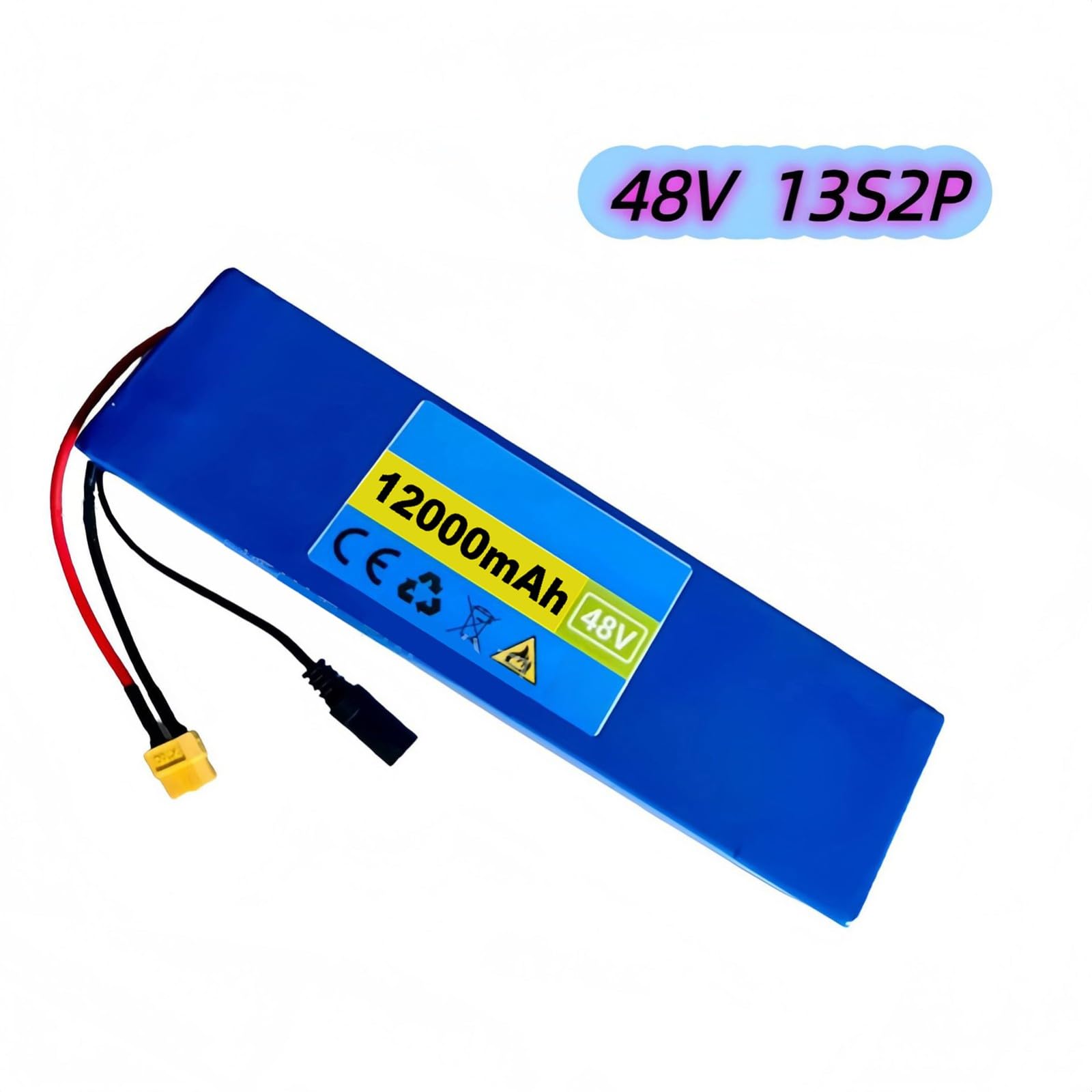 Batería de litio de 48 V y 12 Ah para bicicleta eléctrica y patinete con cargador, BMS integrado, para motores de 0 a 300 W. Batería de iones de litio duradera. 48V 12Ah,T+DC