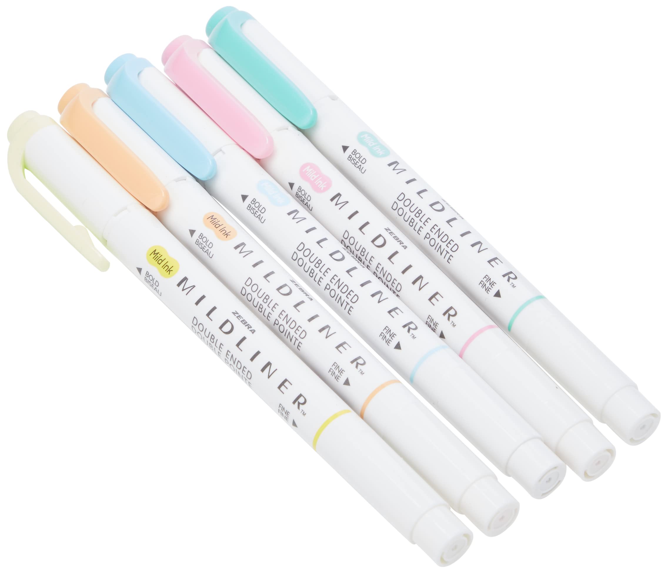 Photo 1 of Zebra Fluorescent Mildliner Assorted 5pk (Blue, Yellow, Pink, Orange, Blue & Green)