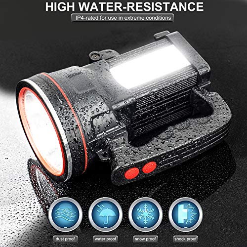 BIGSUN 12800mAh Rechargeable Spotlight Flashlight - Waterproof Tactical Light for Outdoor Use, Camping, and Emergencies