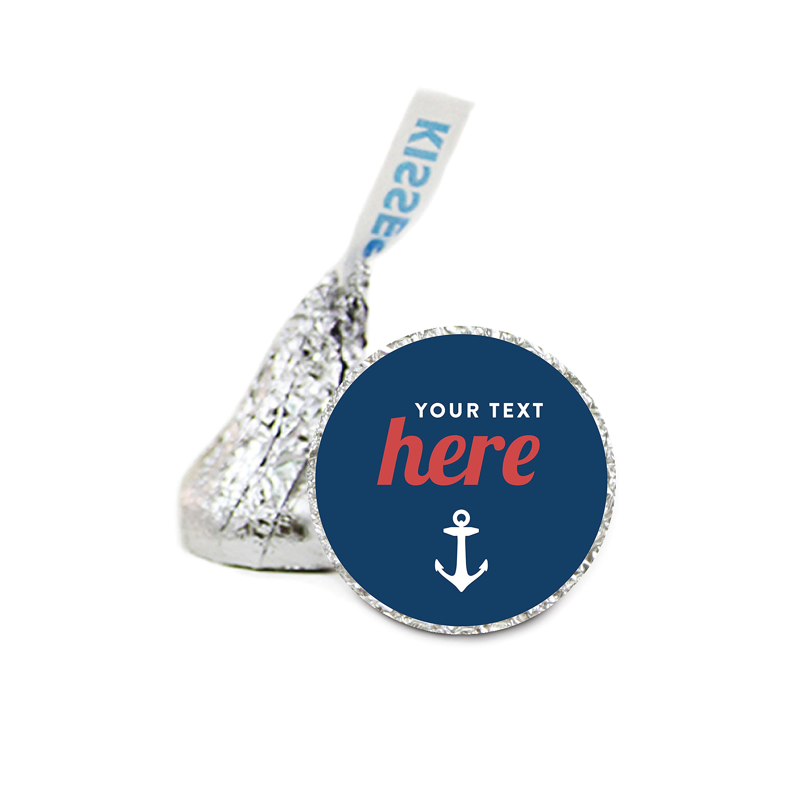 Andaz Press Nautical Ocean Adventure Wedding Collection, Personalized Chocolate Drop Label Stickers Single, 216-Pack, Custom Name Your Text Here, Fits