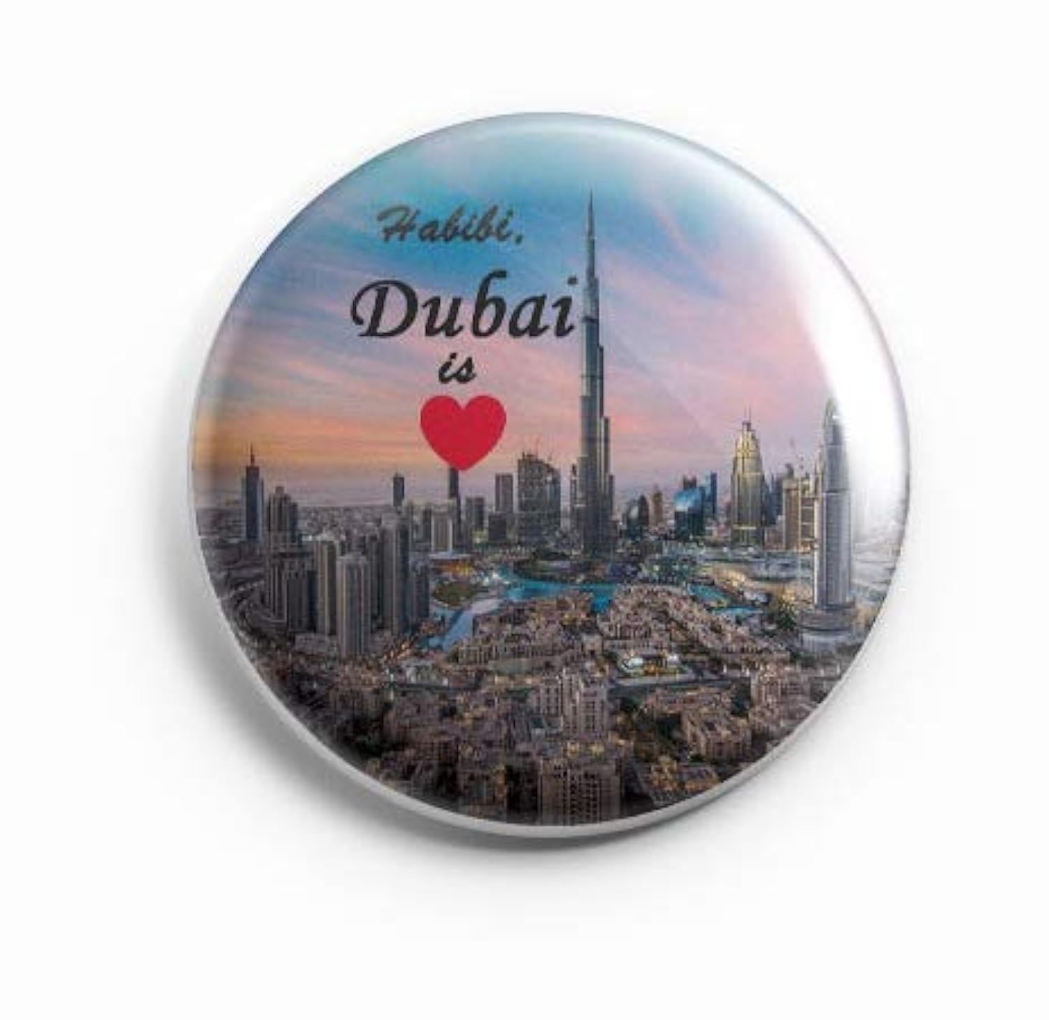 AVI 58mm Regular Size Metal Fridge Magnet Blue Dubai is Love Travel Souvenir MR8002055