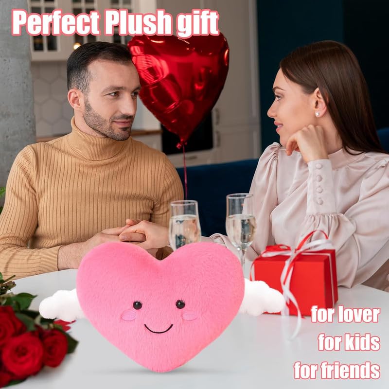 Image of Pink Heart Plush Cute Heart Stuffed Animal Soft Pillow Plushies Kawaii Heart Shape Plushie Valentine's Day Gifts Birthday for Kids Lover Decor