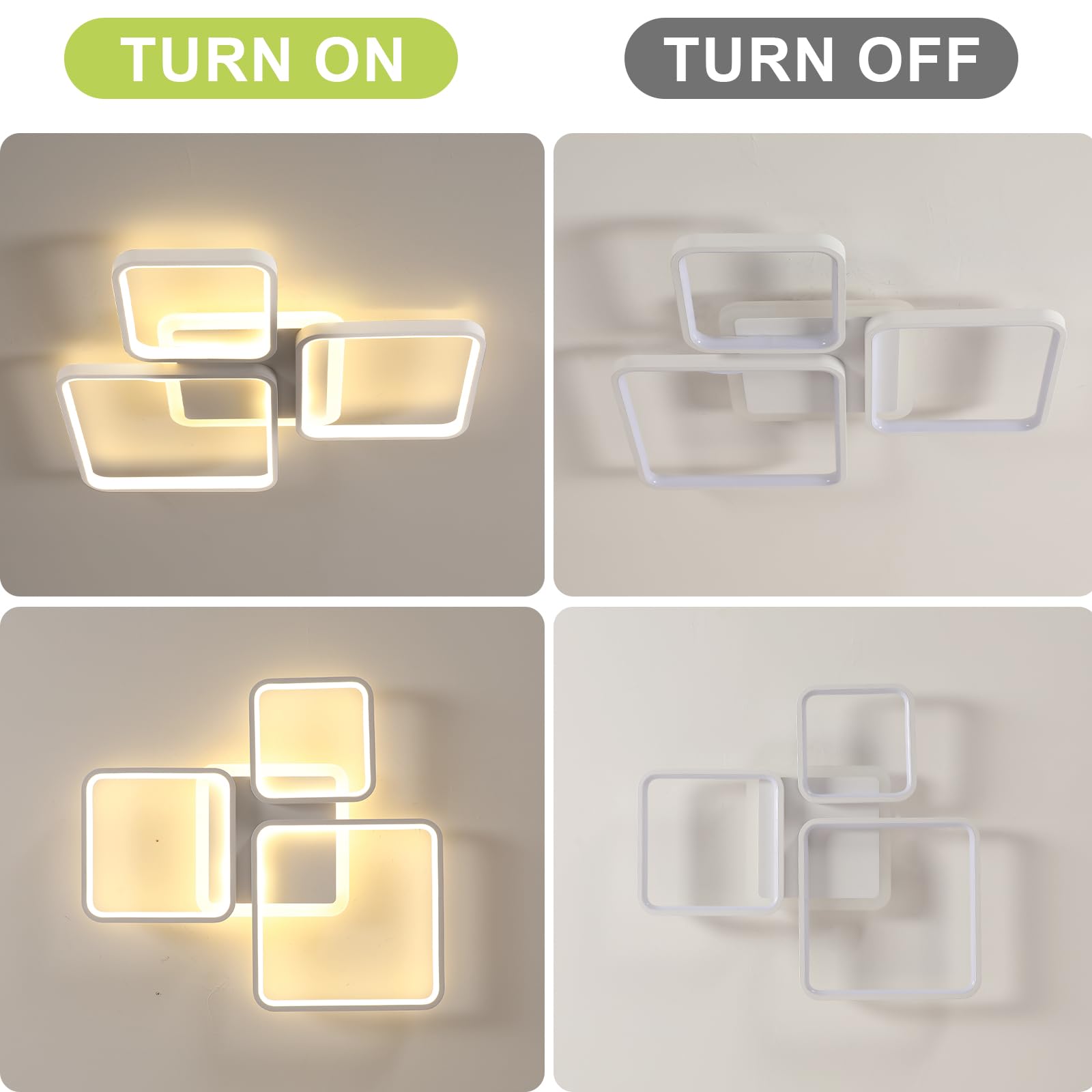Toolight Deckenleuchte LED Dimmbar, 45W 5062LM Modern LED Deckenlampe Weiß, 57CM Quadrat Deckenbeleuchtung Dimmbar mit Fernbedienung 3000K-6500K für Schlafzimmer Wohnzimmer Küche Esszimmer