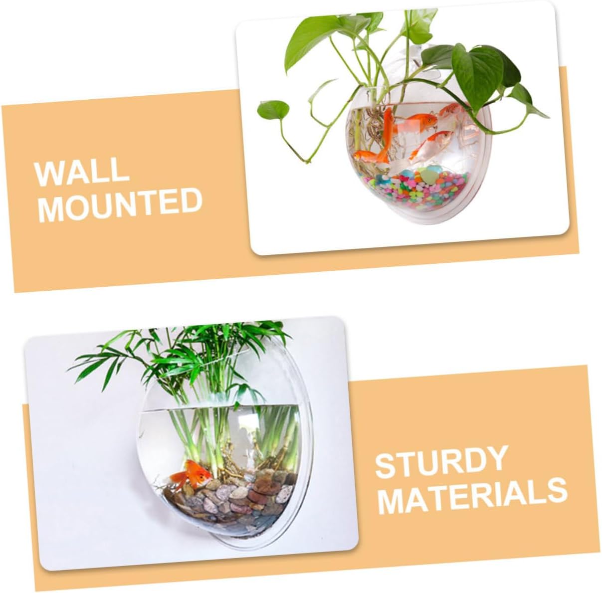 Wall Mounted Acrylic Fish Bowl and Planter Hanging Tank for Decor for Aquatic Plants and