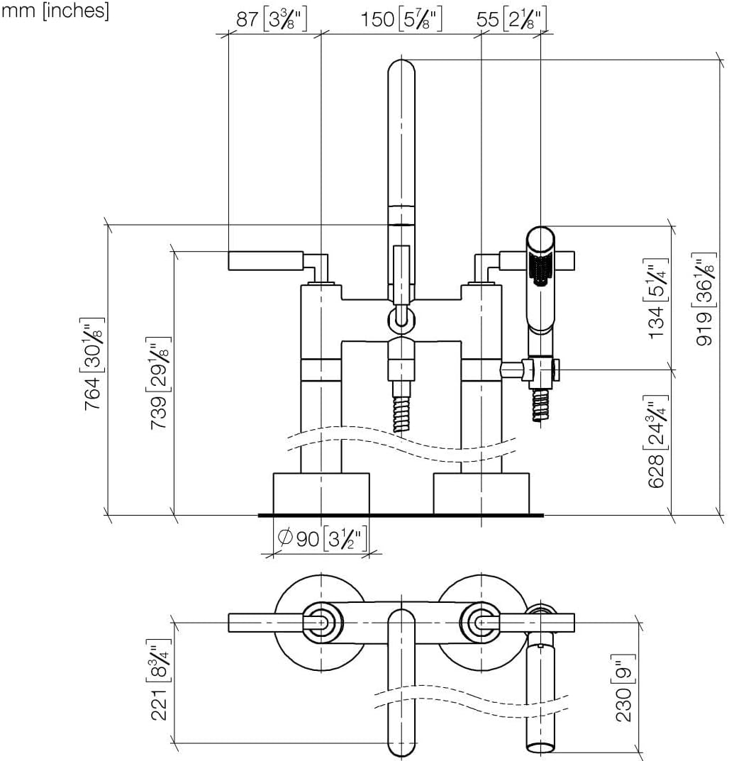 Dornbracht 25943882-06 Two-Hole Bath Mixer With Stand Pipes In Plati