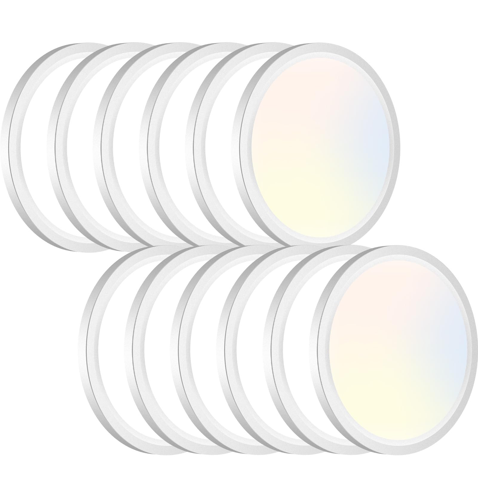12PACK LED Flush Mount Ceiling Light Fixture 3000K-4000K-6500K 100W Equivalent Modern Kitchen Recessed Ceiling Lamp 15W 1500Lm 7