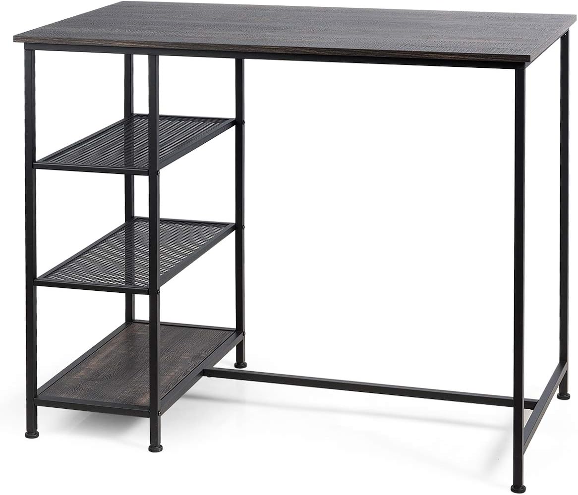 COSTWAY Bar Table, Kitchen Breakfast Counter Dining Table with 3 Tier