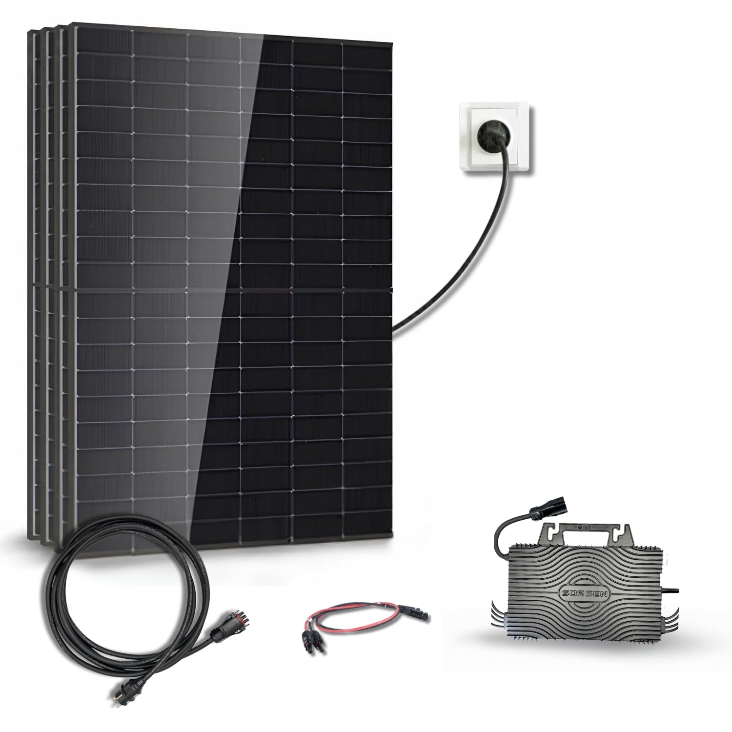 Kit Solaire 2000Wc DMEGC – 4 Panneaux Bifaciaux Bi-verre – Micro-onduleur Sossen 2400W Wi-Fi – Plug & Play