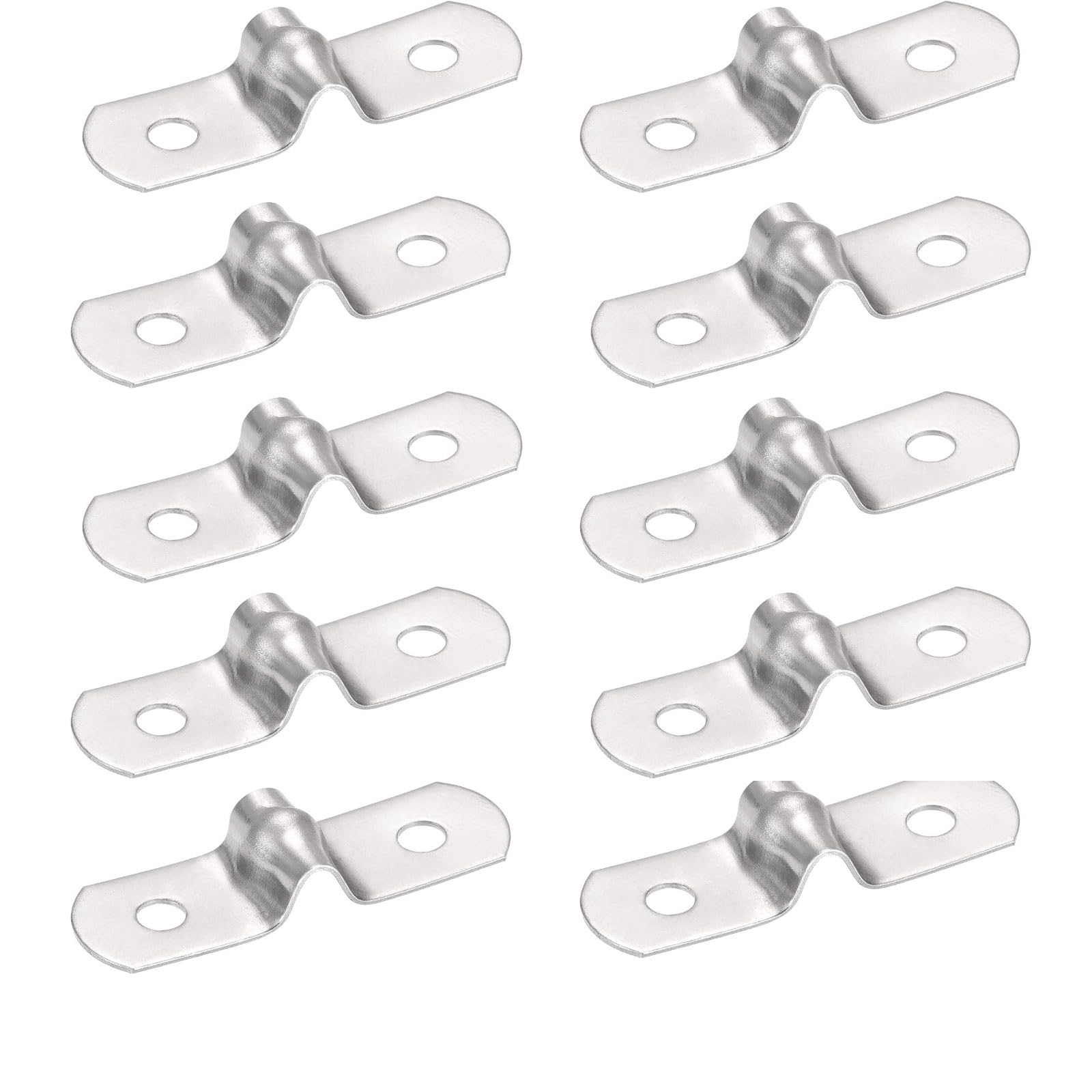 TOP-VIGOR 25Pcs 8mm(0.3") Rigid Pipe Strap 2 Holes Tube Straps 201 Stainless Steel Tension Tube Clip Clamp for Fixing Tube Pipe Wire