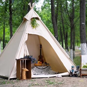 Dream House Three-Season Cotton Canvas Camping Pyramid Tent for 23 Person