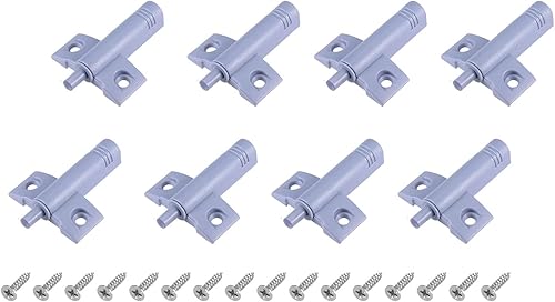METALLIXITY Amortiguadores de empuje (2.52 pulgadas), 8 pestillos de plástico ABS para gabinetes, cierre suave y silencioso, para cajón de puerta,