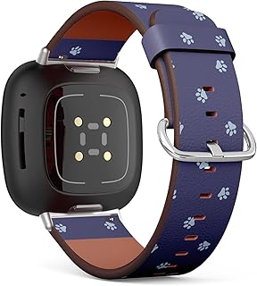 CJBROES Replacement Leather Watch Band, Compatible with Fitbit Versa 3 and Fitbit Sense of Wristband Bracelet Accessory - paw Zoo Animal