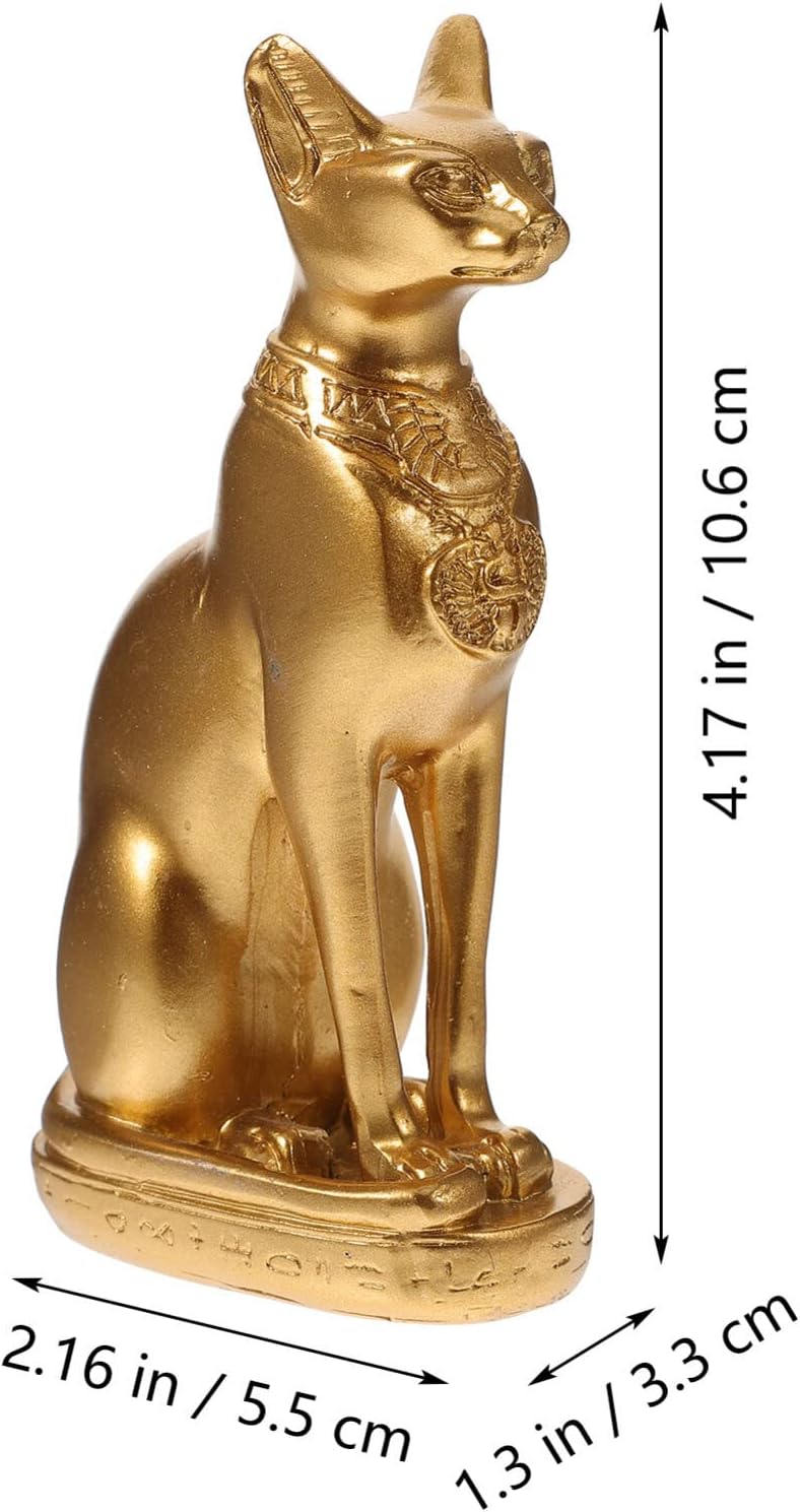Zerodeko Egyptian Cat Statue Ornament 4.17 Inch Resin Bastet Cat Figurine Desktop Home Decor Accent for Office Shelf Table Decoration