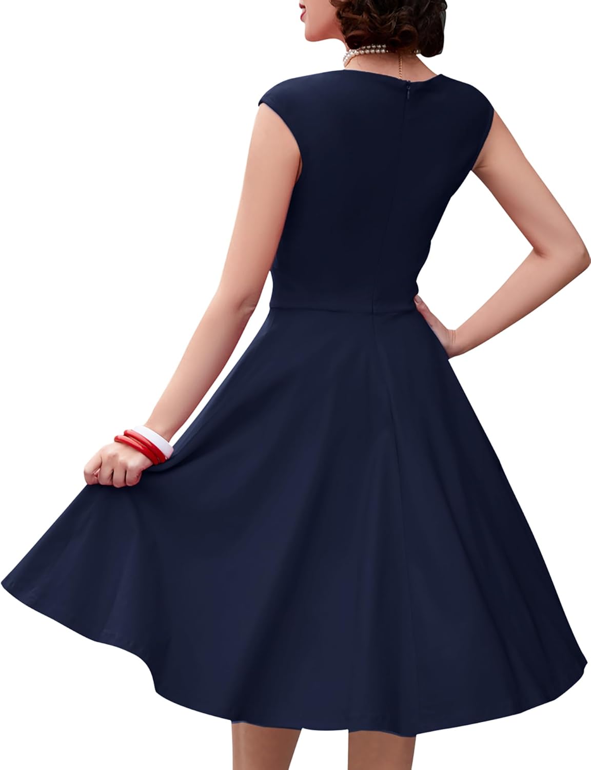 MUXXN Women's 1950s Capshoulder Vintage Wedding Retro Swing Dress - Image 2