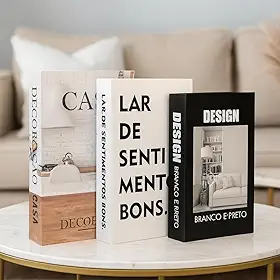 Kit 3 Caixas Livro Decorativo Porta Objetos Decoração Casa Sala Multiuso Jogo de Livros Decorativos Conjunto Capa Dura (CASA DECORAÇÃO)