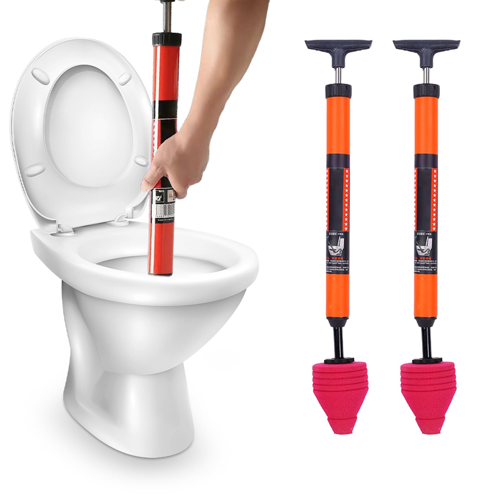 Lot de 2 déboucheur de toilettes pour baignoire, douche - Rouge