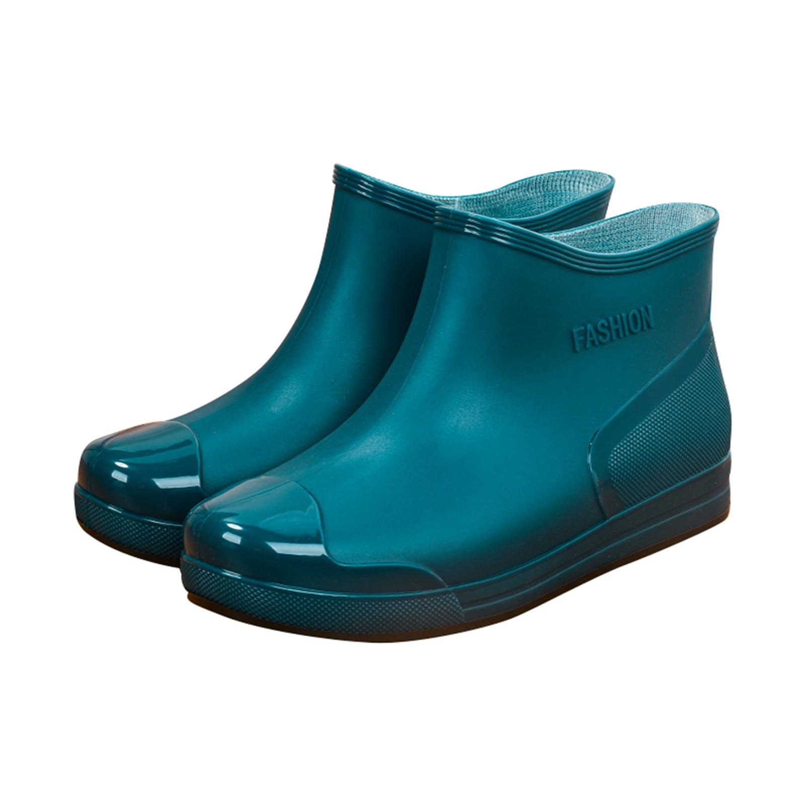 Generisch Zapatos de caminar para mujer, impermeables, de corte bajo, tubo corto, zapatos acuáticos de plástico con suela antideslizante, forro polar cálido, zapatos extraíbles, botines lacados