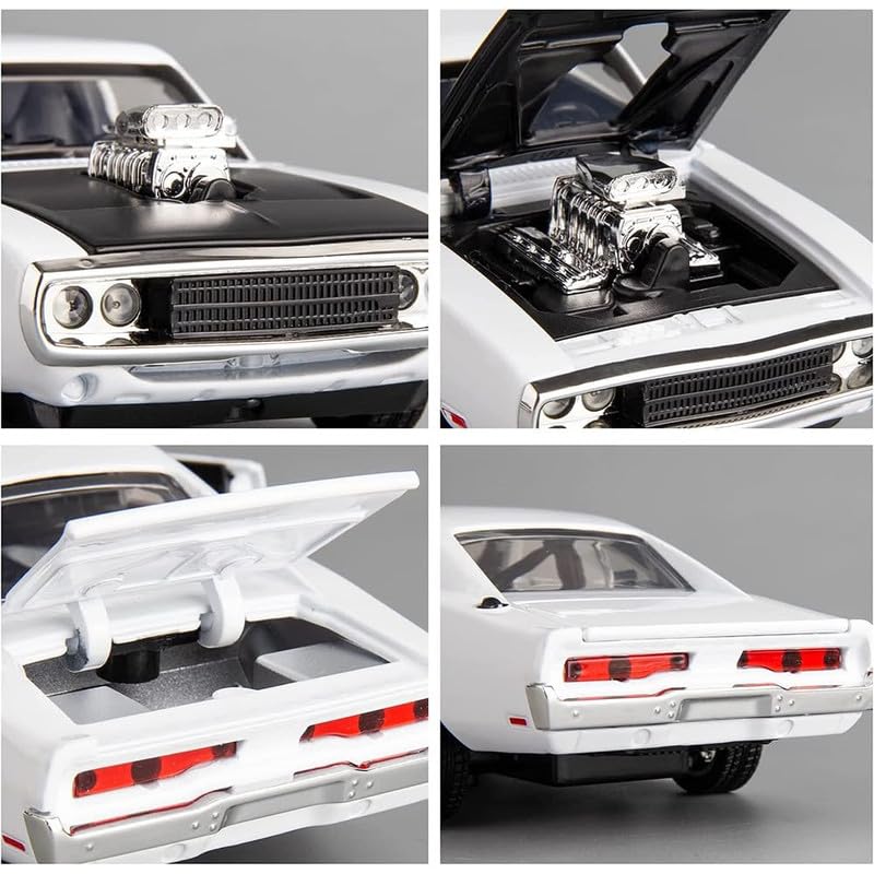 Image of Kids Model 1:32 Fast & Furious 7 Die Cast Metal Car Pull Back Action Opening Doors with Realistic Engine Sound Lights Toy Car Gift for Boys - White