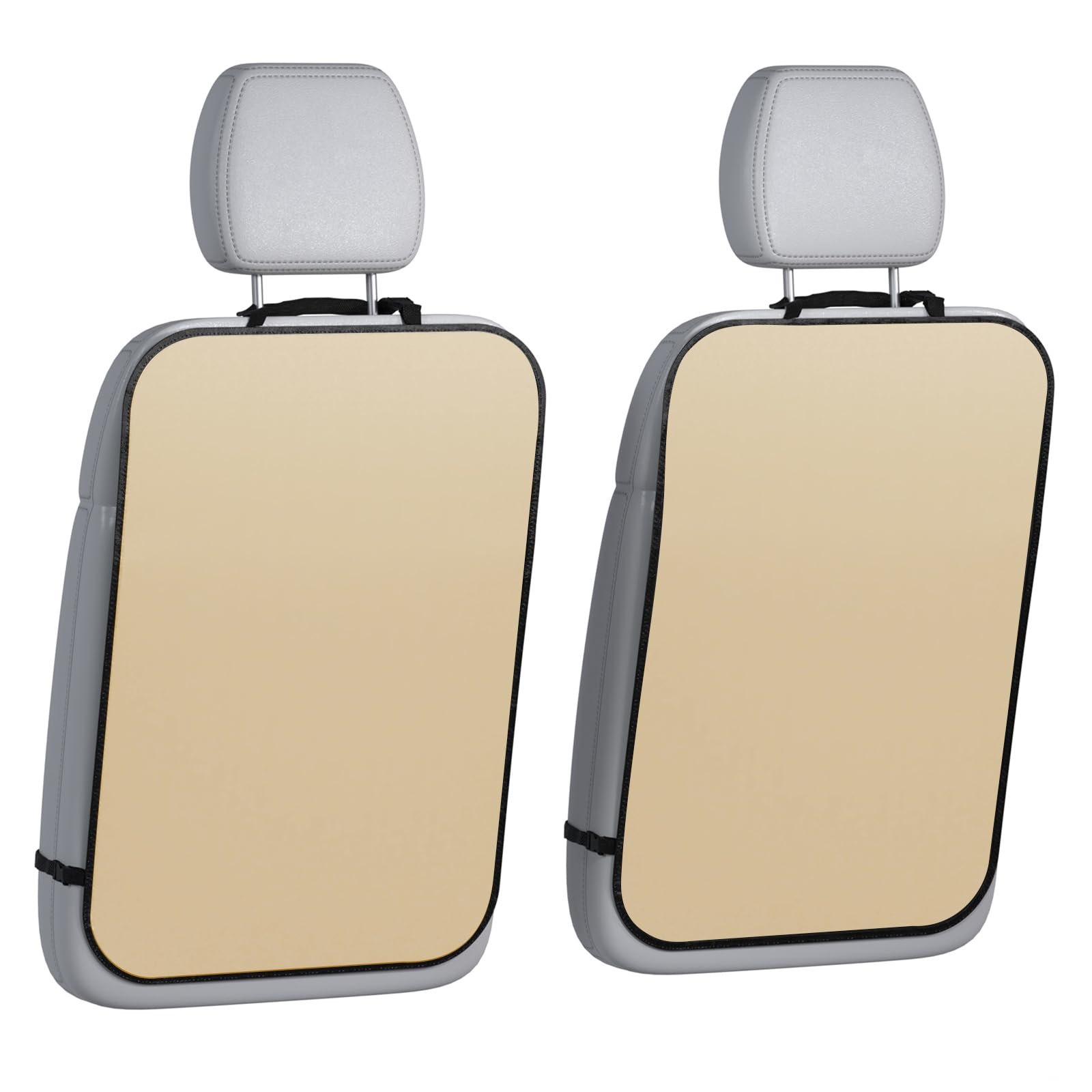 lebogner Back Seat Cover for Kids, 2 Pack Kick Mats Backseat Protector, Car Interior Travel Accessories Waterproof Kick Guard for Vehicles to Protect from Dirt, Mud & Scratches of Kids Feet, Beige
