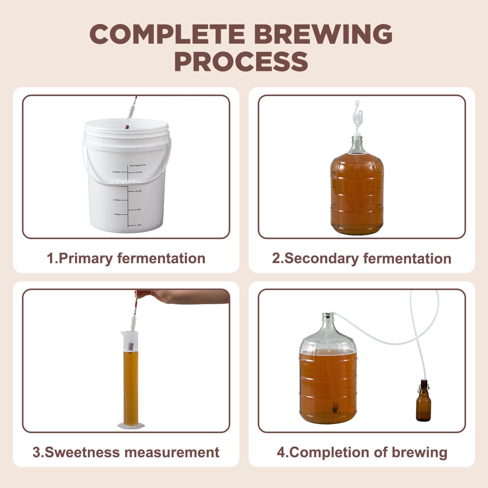 Ziliny El kit para hacer vino incluye Carboy de 5 galones, cubo y tapa de 6.5 galones, sifón automático, hidrómetro, probador de porcentaje de alcohol, relleno de botellas, cierre de aire, embudo de