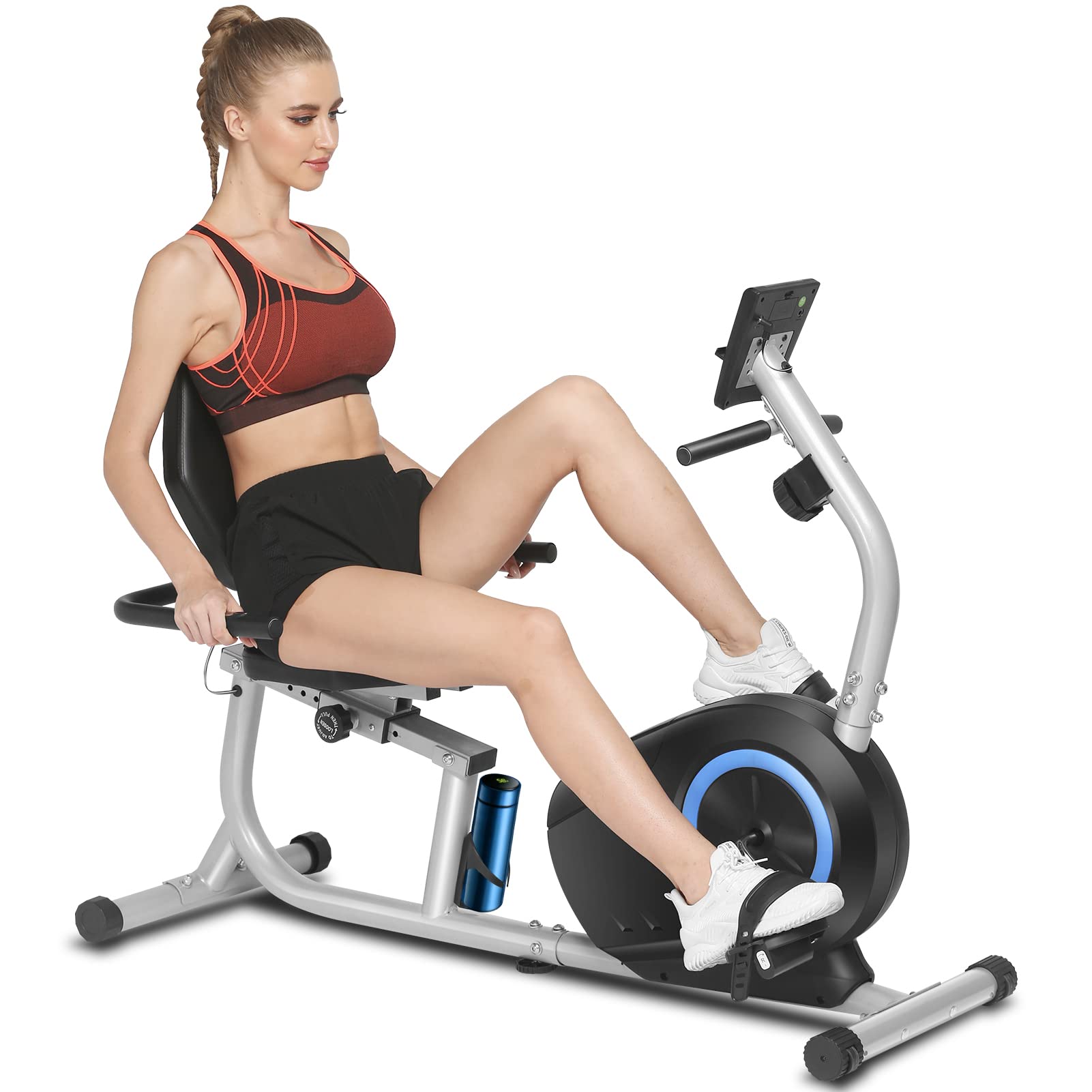 ANCHEER Liegeergometer, Heimtrainer Fahrrad Testsieger, Sitzergometer Ergometer für Senioren mit Rückenlehne, 8 Widerstandsstufen, Handpulssensoren, Magnetbremse Sport & Freizeit