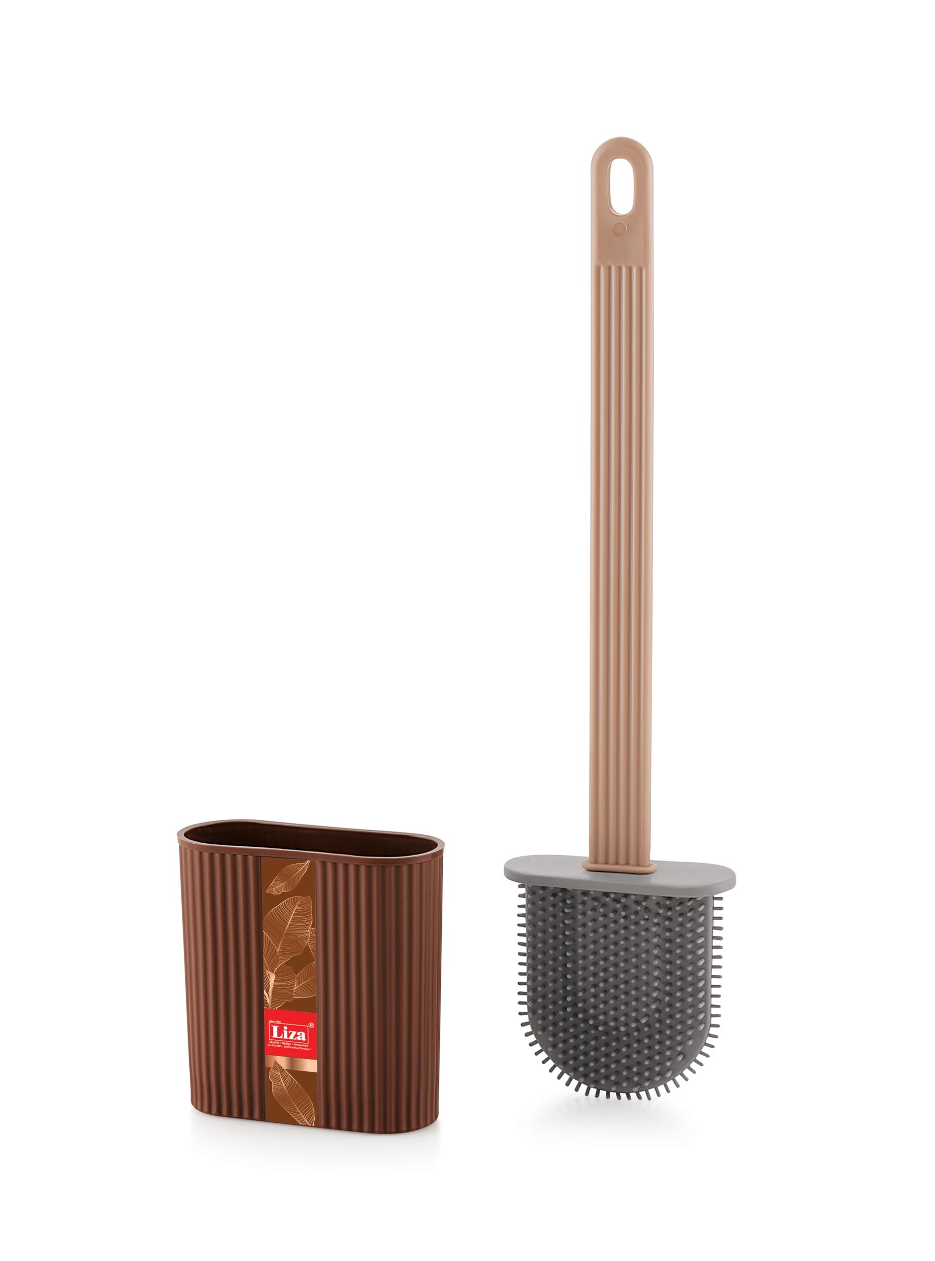 Liza Silicone Toilet Brush Anti-Drip Set,Toilet Bowl Cleaner Brush for Bathroom, No-Slip Long Handle (Brown)-image-23