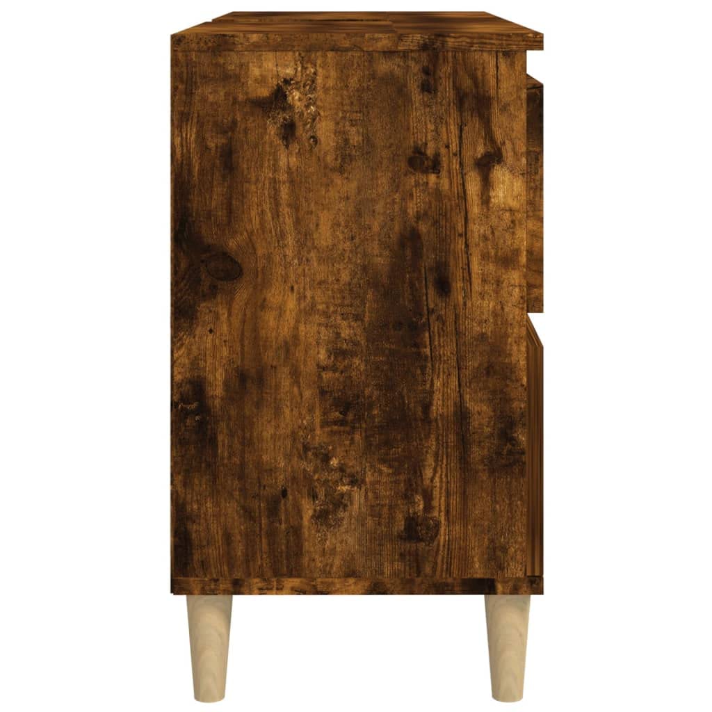 Meuble lavabo chêne fumé 80 x 33 x 60 cm bois multicouche