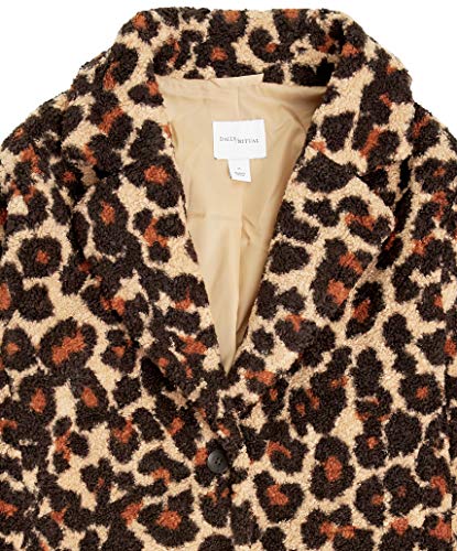 Amazon Essentials Women's Teddy Bear Fleece Oversized-Fit Lapel Jacket (Previously Daily Ritual), Leopard Print, Medium #TOP4