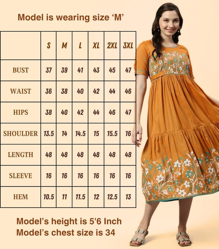 Image of DUMMY SHAPE Maternity Dresses for Women Cotton | Feeding Anarkali Kurta with Concealed Nursing Zippers for Pre & Post Pregnancy | Mom to Be Gifts