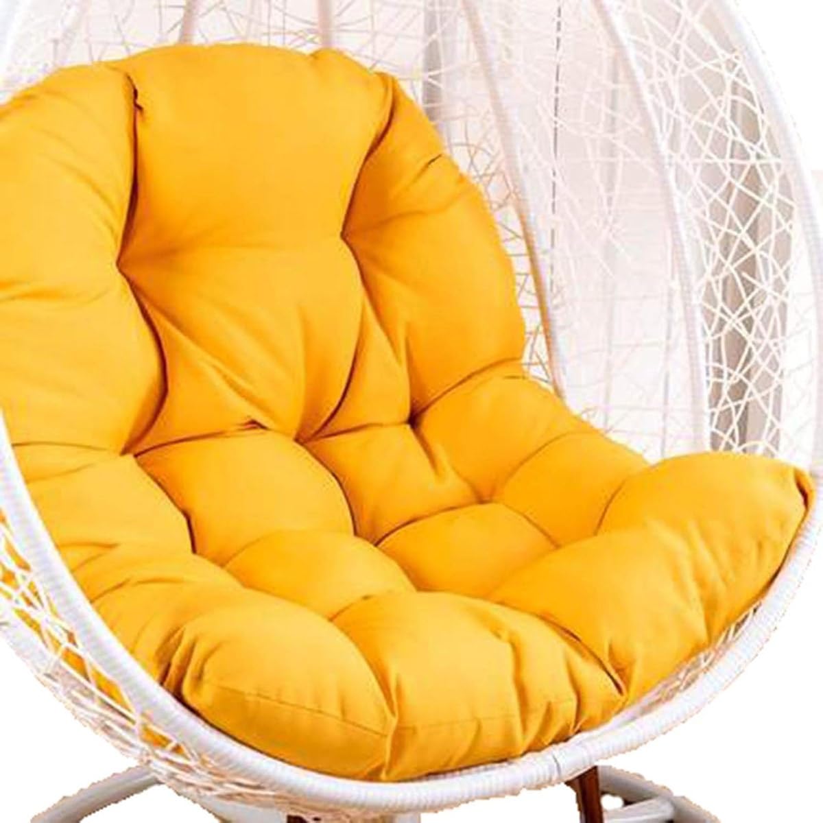 Swing Egg Chair Cushion, Patio Hanging Basket Chair Cushion Pad for Garden Indoor Outdoor Furniture Recliner (Only Cushion)(Yellow)