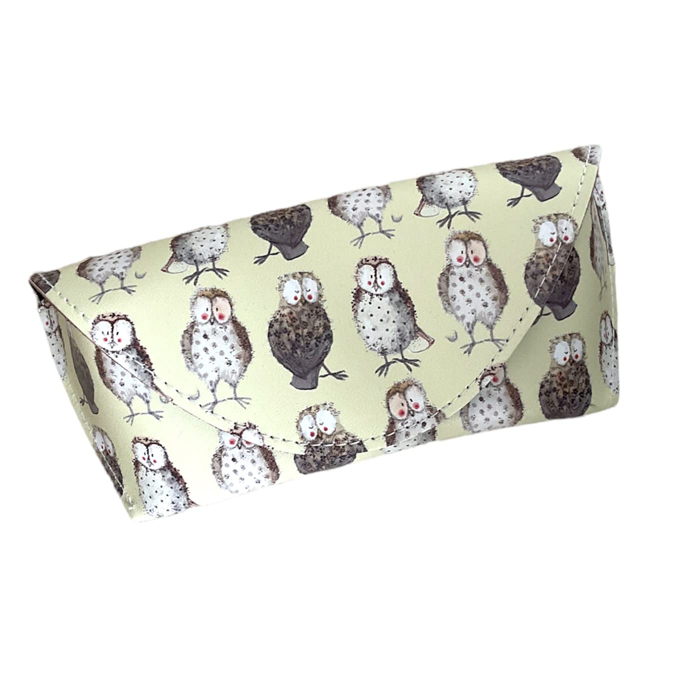 Alex Clark Women's Yellow Owls Spectacle Glasses Case - Pu Leather - Soft Case - For Travel