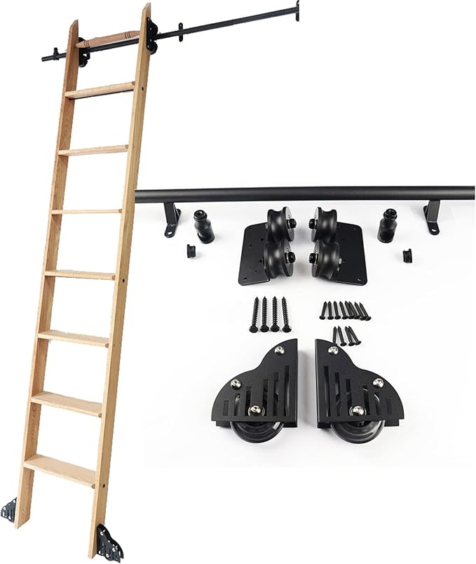 Rolling Library Ladder Sliding Ladder Rail Track Hardware Kit Heavy
