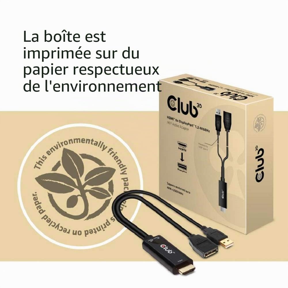 Club3D CAC-1331 - Adaptateur actif HDMI vers DisplayPort 1.2 4K 60 Hz M/F