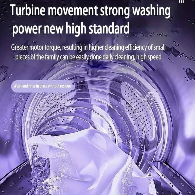 Miniatura 6 de Mini lavadora portátil de 8 litros con diseño plegable, 3 modos de limpieza, cesta de drenaje desmontable, combo de lavadora compacta para