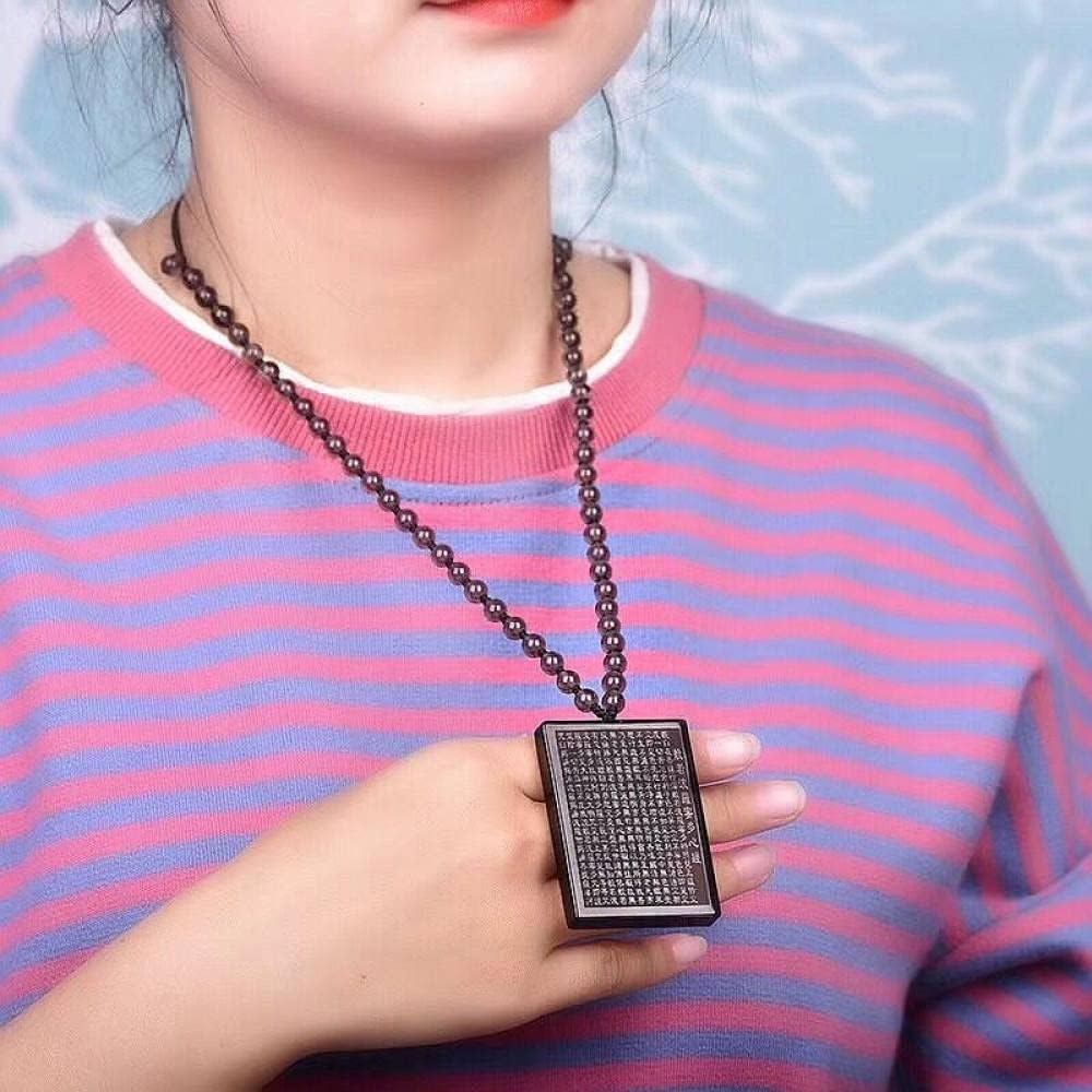 Nasicione Naturalne Nasiona, kwadratowa karta Sutra rzeźbiony w zawieszonej wisior z koralikowym łańcuchem, Energy Yoga Meditation Amulet Lucky Naszyjnik dla mężczyzn Kobiet UI
