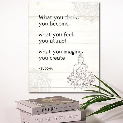 Miniatura 3 de Lienzo decorativo de Buda, con texto en inglés What You Think You Become Buddhist Quote Buddhist, póster impreso para decoración budista para el