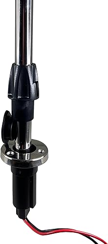 Miniatura 3 de Pactrade Marine Luz LED redonda, luz de popa, luz de anclaje, luz de poste LED de navegación de barco con poste estándar de 22 pulgadas con base