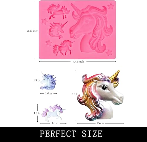 Miniatura 29 de Pegasus - Moldes para fondant, moldes de silicona 3D de unicornio con alas para decoración de pasteles, cupcakes Pegasus (MJ06),Mini moldes