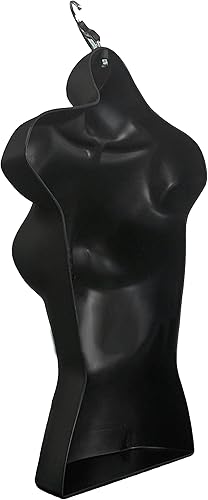 Miniatura 8 de DisplayTown Maniquí negro para hombre y mujer, cuerpo de espalda hueca, apilable, con ganchos para colgar, para exhibición de camisetas, encimera,