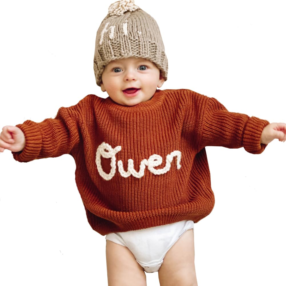 Personalized Baby Sweater With Name Personalized Oversized Jumper Sweaters Birthday Christmas Baby Gift (Sweater)