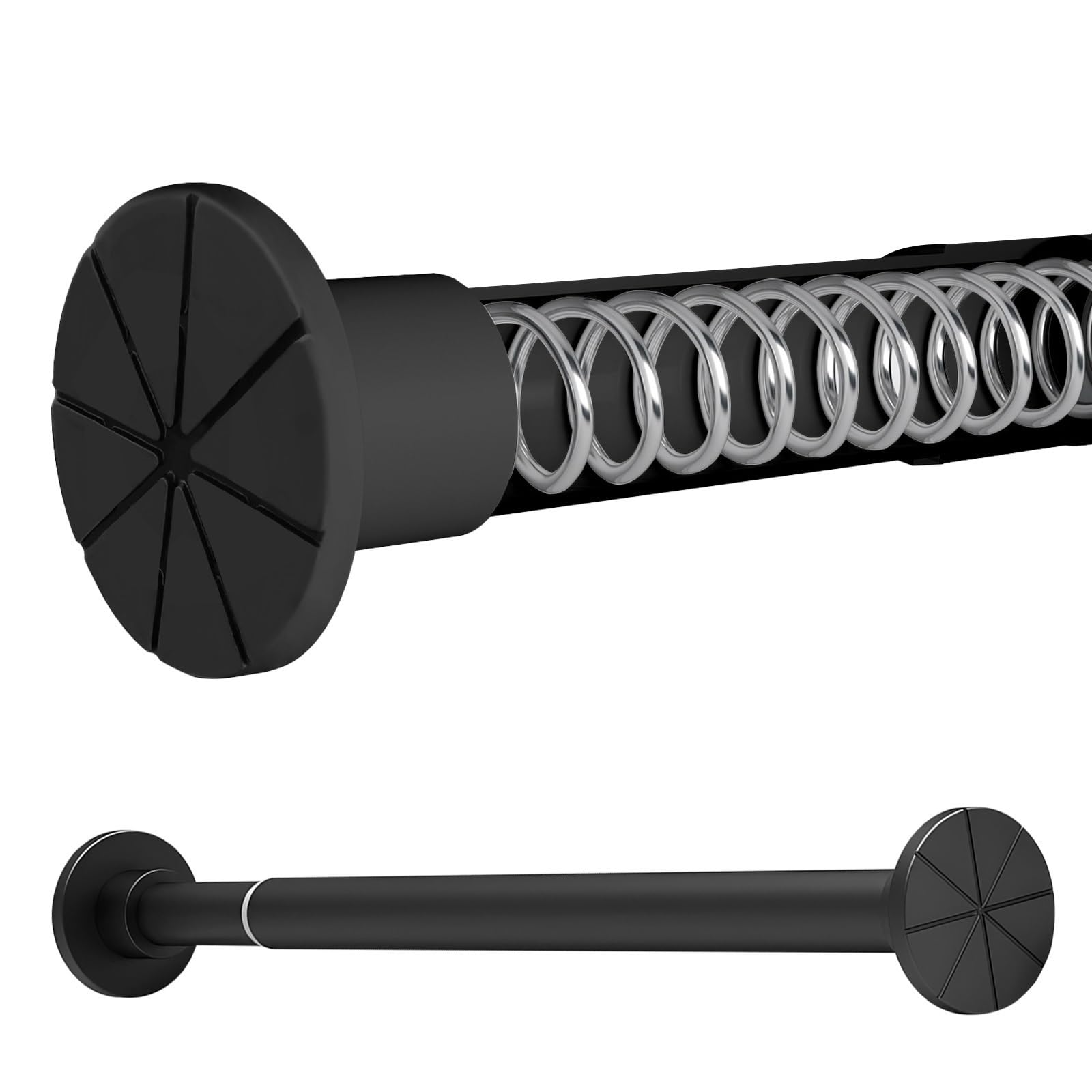 GLDYTVF Adjustable Tension Rod 55-290cm - No Drill Curtain Rod Expandable Stainless Steel Shower Curtain Rod Curtain Rod for Bathroom Windows Kitchen Closet (Grey 70-120CM)