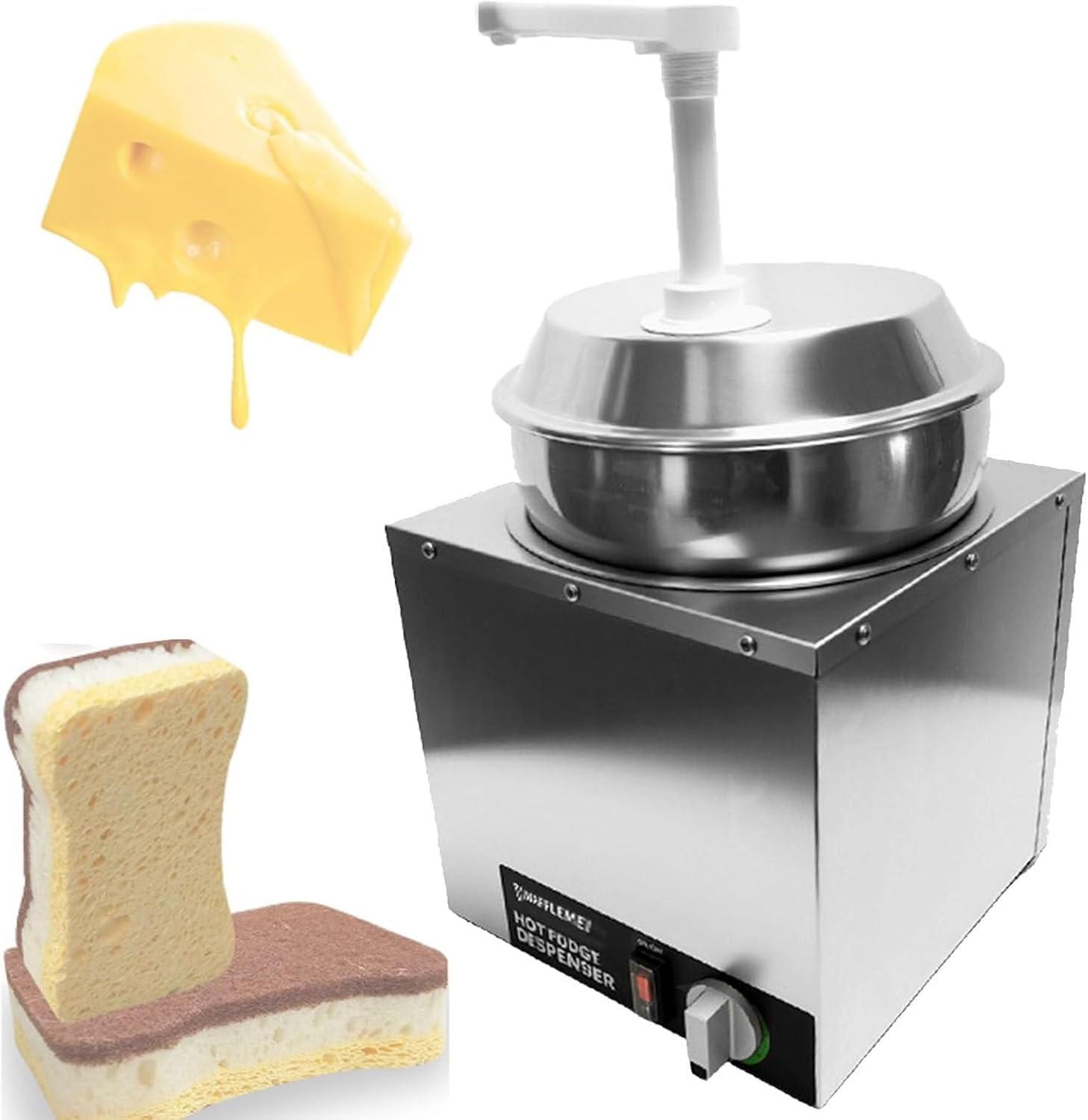 Cheese Dispenser, Cheese with Pump, Stainless Steel Hot Fudge with Temperature Adjustment, Commercial Sauce Dispenser for Butter Cheese Caramel,7L (4L)