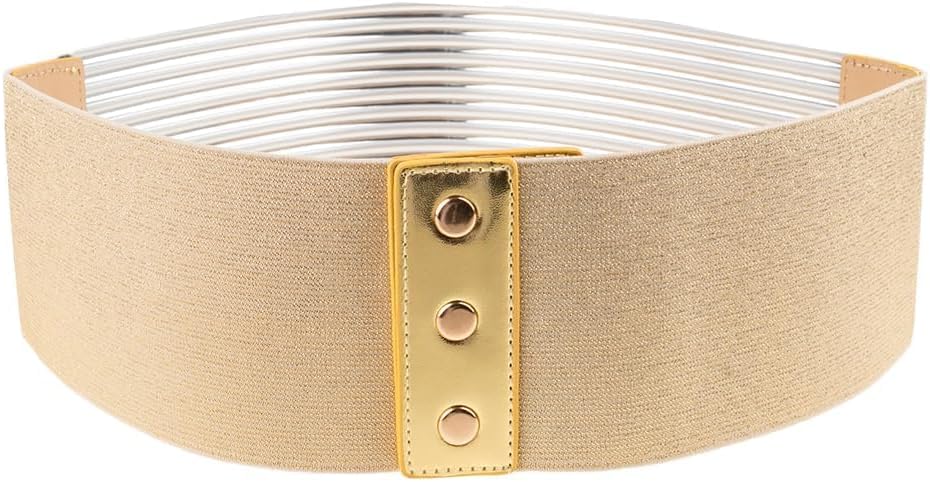 Plus Size Women Bling Wide Belt for Dress Vintage Rhinestones Elastic Sparkle Waistband Ladies Cummerbands