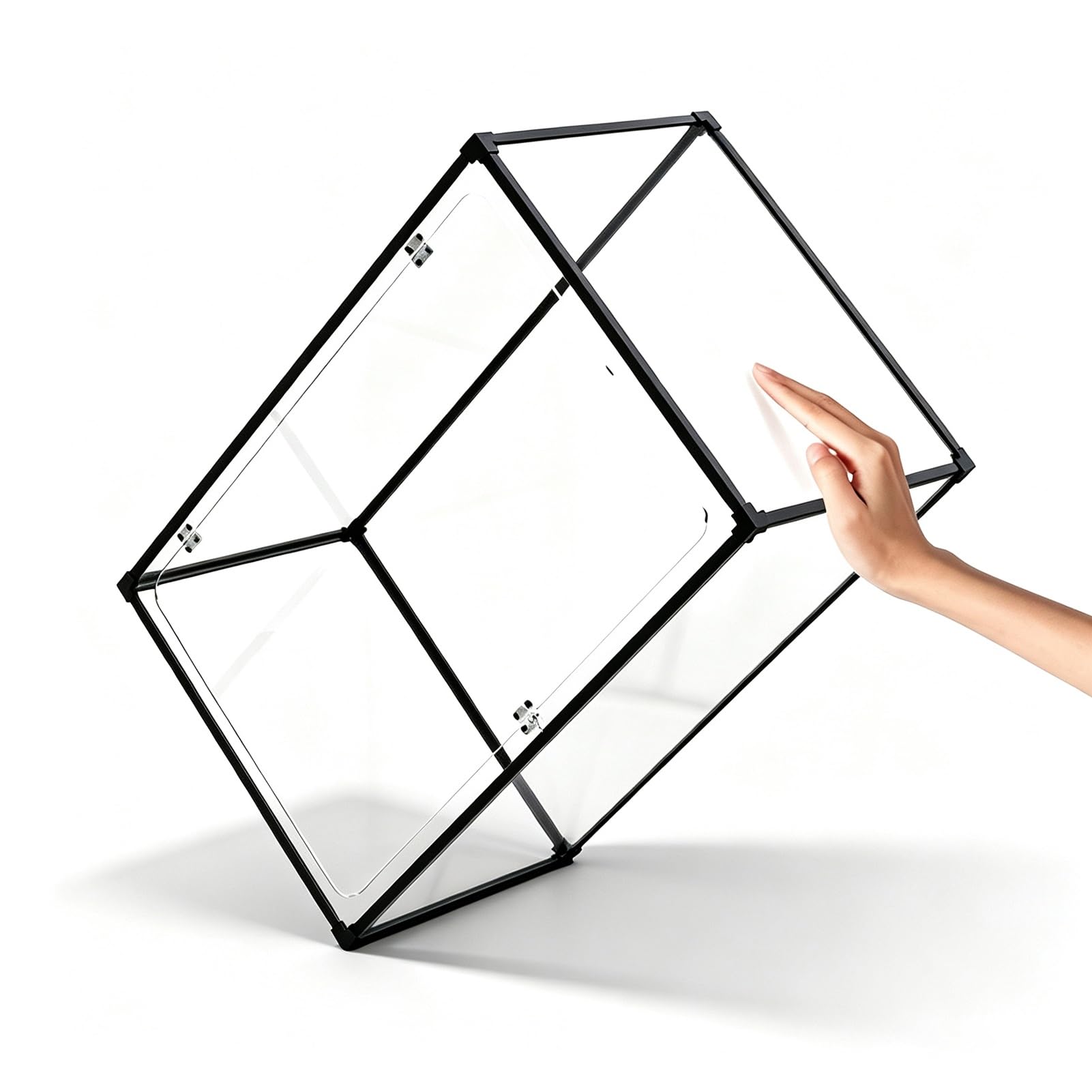 Urna Metacrilato Vitrina Alta de Acrílico, Contenedor de Vidrio | Caja Transparente de 360° con Puerta de Cierre a Presión, Contenedor Antipolvo con Bisagra y Marco(15x20xH25cm/6x8x10in)
