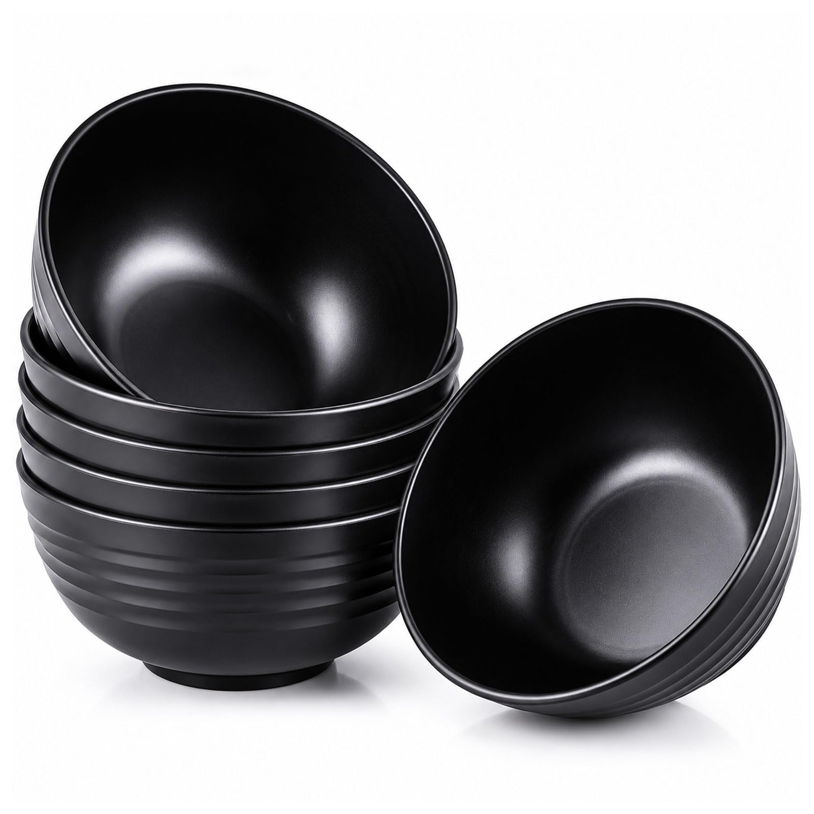 Doafoce Unbreakable Bowls Set of 6 Black Cereal Bowls Plastic Bowl