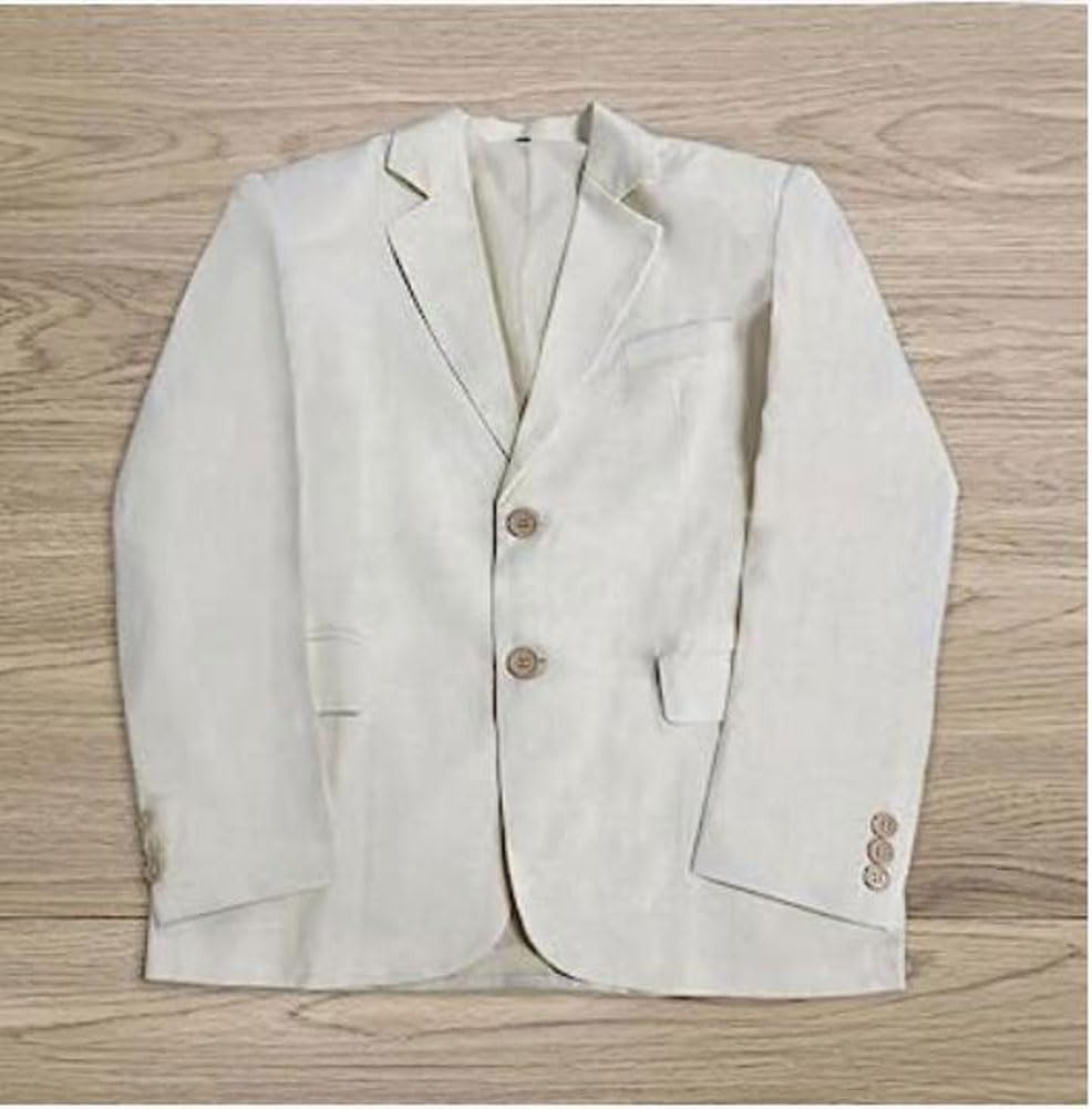 2 PC Linen Boys Suit Slim Fit Boys Summer Suit Beach Wedding Suit for Boys Light Weight Linen Blazer Pants Set