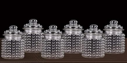 Dizgoy Storage Pop Glass Jar with Airtight Lid,Kitchen Food Cereal Containers, Canister Set Ideal for Flour, Pickle Masala, Jam,Sugar, Coffee, Spice 300ml (6), Transparent